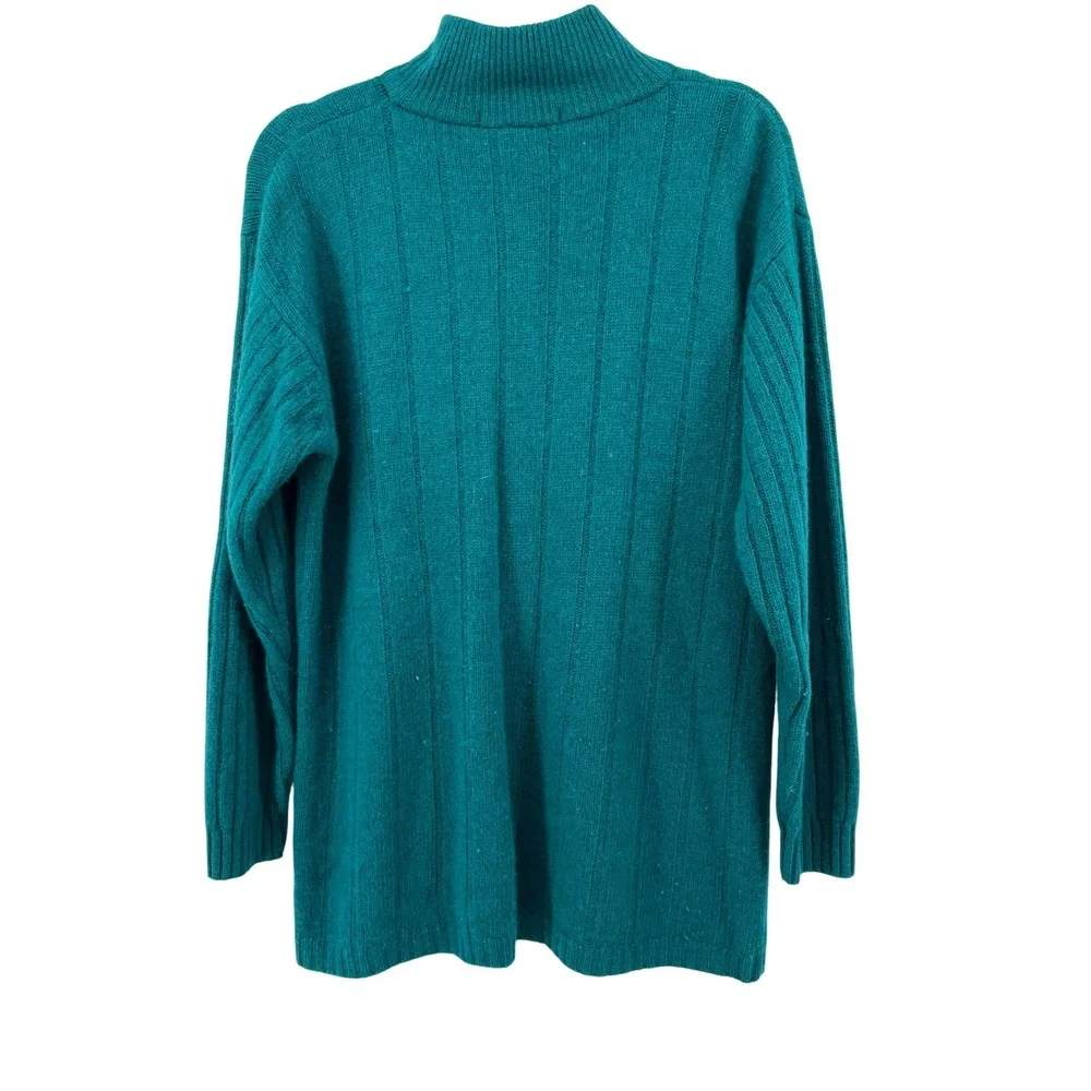 The Limited Teal Green‎ Lambswool Angora Cable Knit Mock Neck Sweater Womens M
